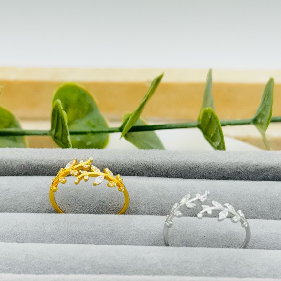 925 Sterling Silver Branch And Leaf Open Ring - Picture 2 of 11